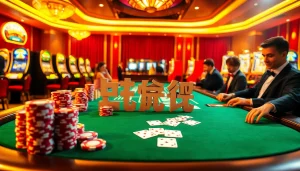 Here, players engage excitedly at the luxury casino table featuring '여기여' playing cards, showcasing vibrant gaming excitement.