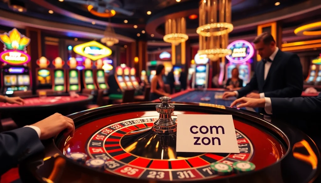 Exciting gaming scene at s8 com casino with players placing bets at roulette table.