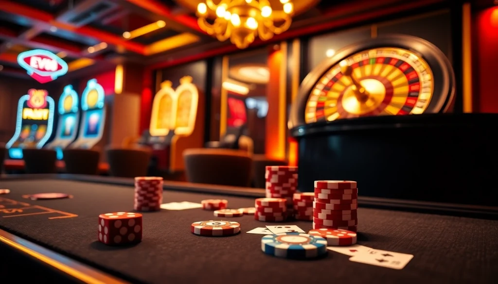 Engaging in high-stakes gaming at EV88's luxurious casino table.