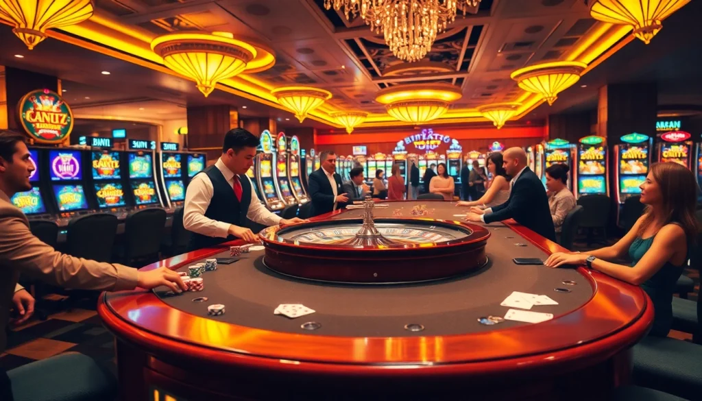 Engaging scene from a casino showcasing birutoto table games with vibrant poker chips.