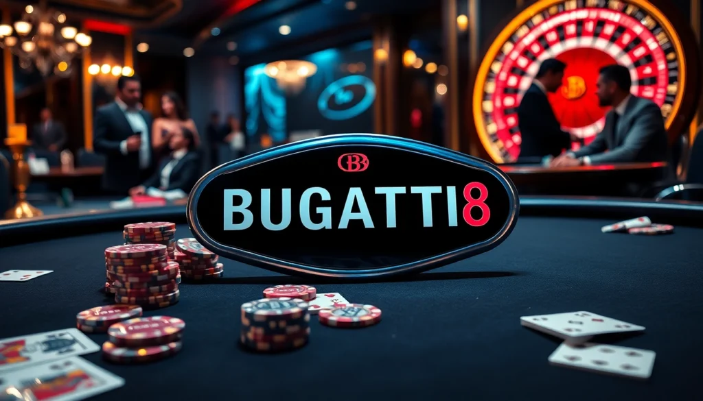 Players engaging in a thrilling game at Bugatti8 casino table with luxury poker elements.