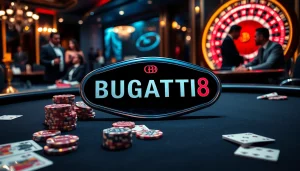 Players engaging in a thrilling game at Bugatti8 casino table with luxury poker elements.