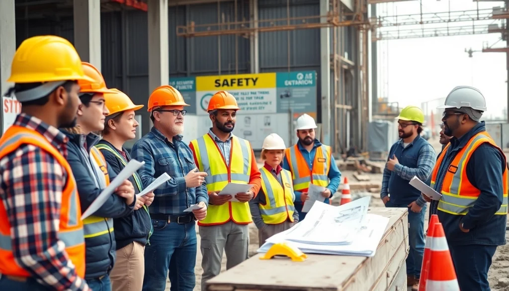 Enhance construction safety training with proactive workers engaged in a safety session.