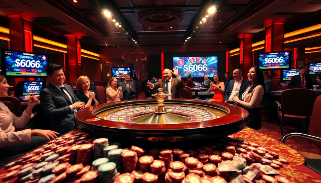 Experience the thrilling game action at new 66 with vibrant casino tables and eager players.