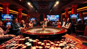 Experience the thrilling game action at new 66 with vibrant casino tables and eager players.