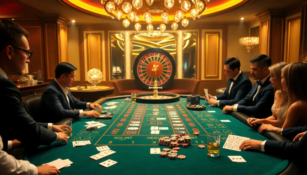 Players enjoy an intense game of Baccarat at XX88, surrounded by luxury casino elements.
