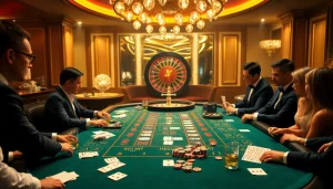 Players enjoy an intense game of Baccarat at XX88, surrounded by luxury casino elements.