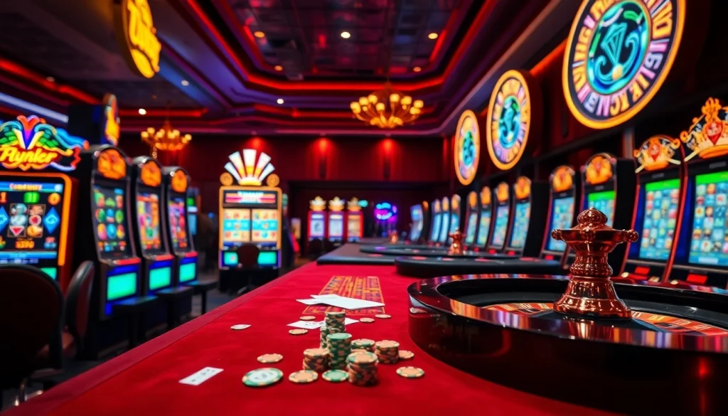 Players engaging in a vibrant 슬롯커뮤니티 atmosphere at a luxury casino.