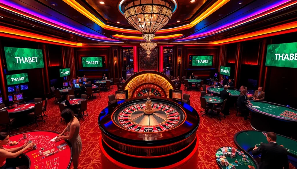 Players enjoy thrilling games at THABET casino, experiencing luxury and excitement.