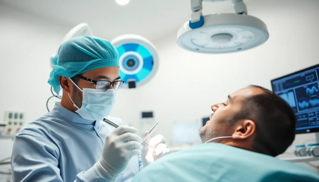 View of hair transplant uk procedure showcasing expert surgeon at work in a modern clinic.