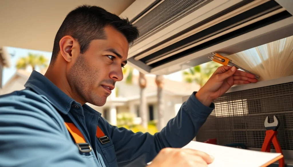 Skilled technician providing ac repair Mesa AZ service in a sunny, suburban environment.