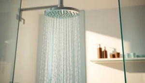 Experience a relaxing sunny shower experience with modern design features in a stylish bathroom.