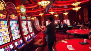 Experience the thrill of Mahjong Ways 2 with vibrant slot machines inviting players to win big in a glamorous casino setting.