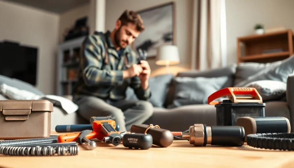 Technician performing furnace repair south salem in a cozy living room.