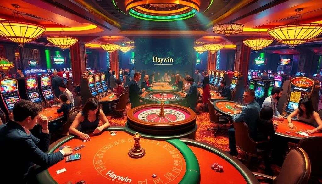 Experience excitement at Haywin's luxurious casino with vibrant games and engaged players.