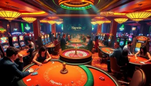 Experience excitement at Haywin's luxurious casino with vibrant games and engaged players.