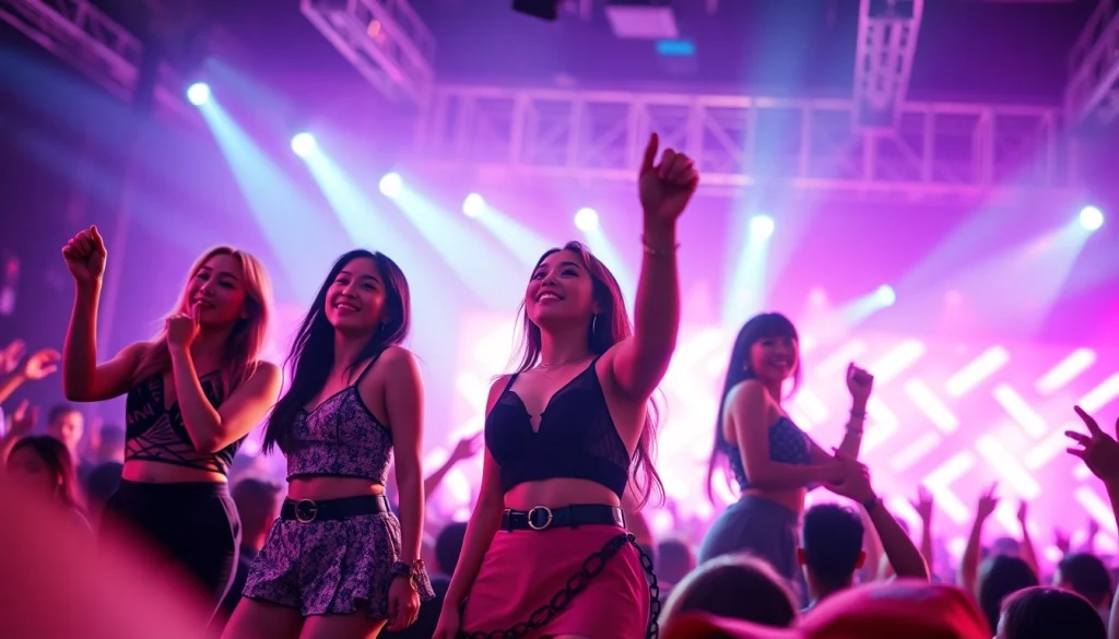 Cherishing BLACKPINK news with a vibrant concert scene featuring the band on stage