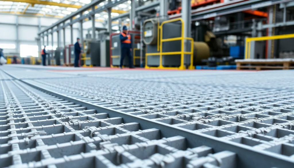 GRP Grating Supplier showcasing durable fiberglass grating in an industrial setting.