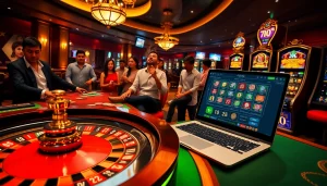 Experience the thrill of Gopay88 with vibrant casino tables and lively gambling action.