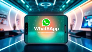 Experience GB WhatsApp with vibrant themes and features showcased on a smartphone in a modern tech workspace.