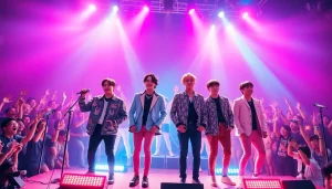 Exciting BTS news featuring the band performing passionately on stage with vibrant colors.