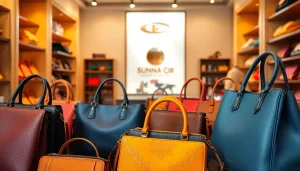 명품 이미테이션 고급 핸드백을 진열한 세련된 부티크 전경