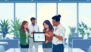 Recruiters showcasing the best sales recruiting agency working in a modern office setting.