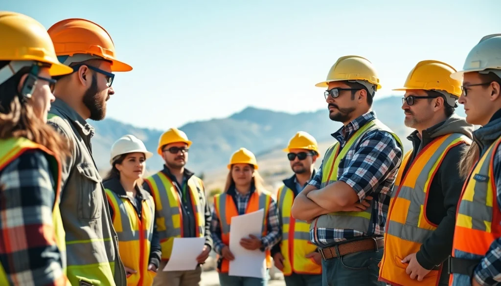 Engaged workers in construction safety training Colorado, learning essential safety protocols outdoors.