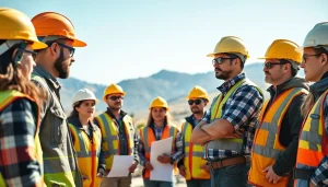 Engaged workers in construction safety training Colorado, learning essential safety protocols outdoors.