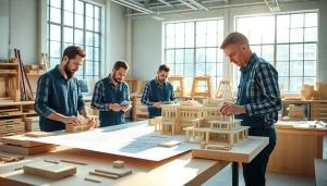Architekturmodellbau Dortmund: Fachleute erstellen präzise Modelle in einer modernen Werkstatt.