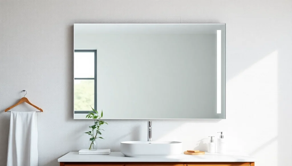 Elevate your bathroom with an elegant bathroom mirror that enhances modern aesthetics and lighting.