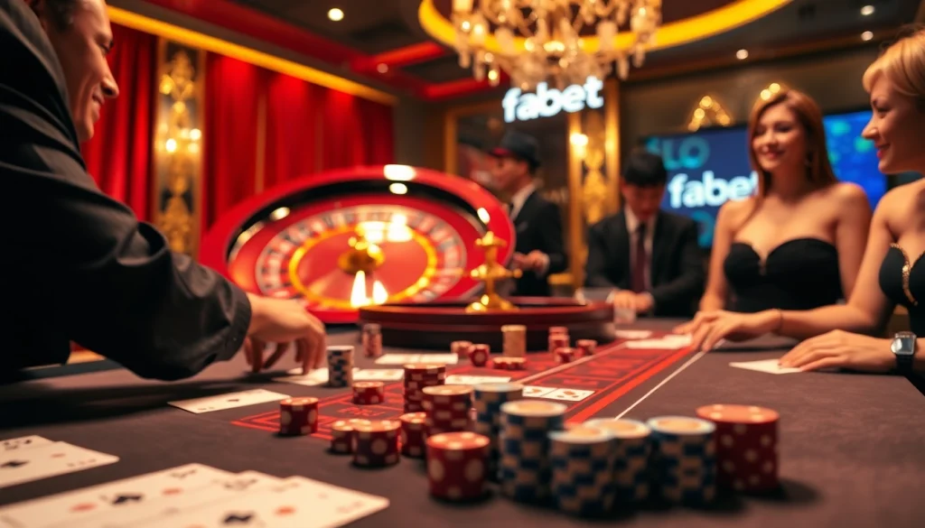 Players enjoying a thrilling game at fabet3.com, featuring vibrant casino tables and engaging gameplay.