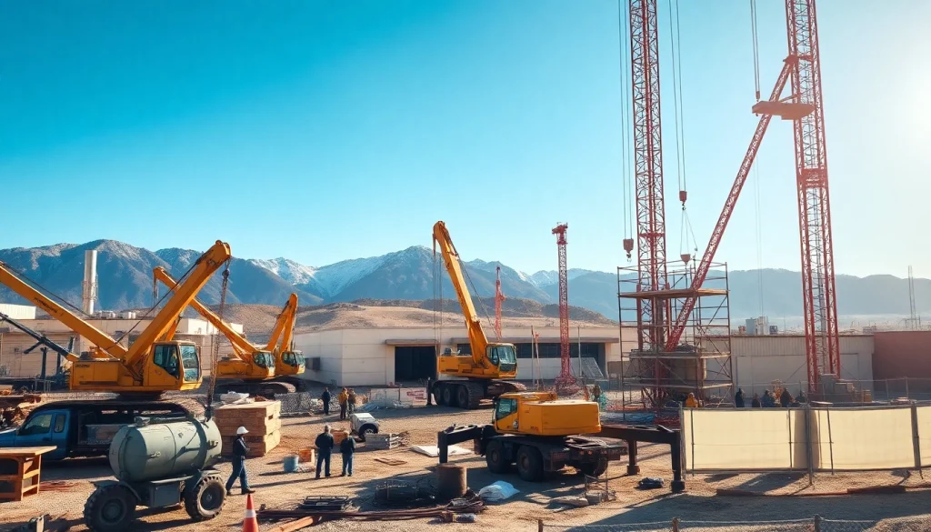 Engaged workers at a construction site showcasing the construction association wyoming's commitment to quality.