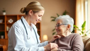 Engaging in home care austin tx, caregiver assists a senior with daily tasks in a warm, inviting setting.