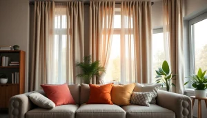 Verduisterende gordijnen transformeren een woonkamer met een rustige en stijlvolle ambiance.