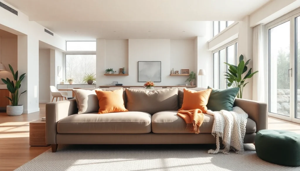 Experience Seamless Living in a beautifully designed modern living room with natural light and stylish decor.