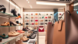 레플리카 사이트의 다양한 제품들이 진열된 세련된 상점 내부 모습.