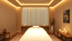 따뜻한 색조와 편안한 요소가 어우러진 포항스웨디시 마사지 룸입니다.