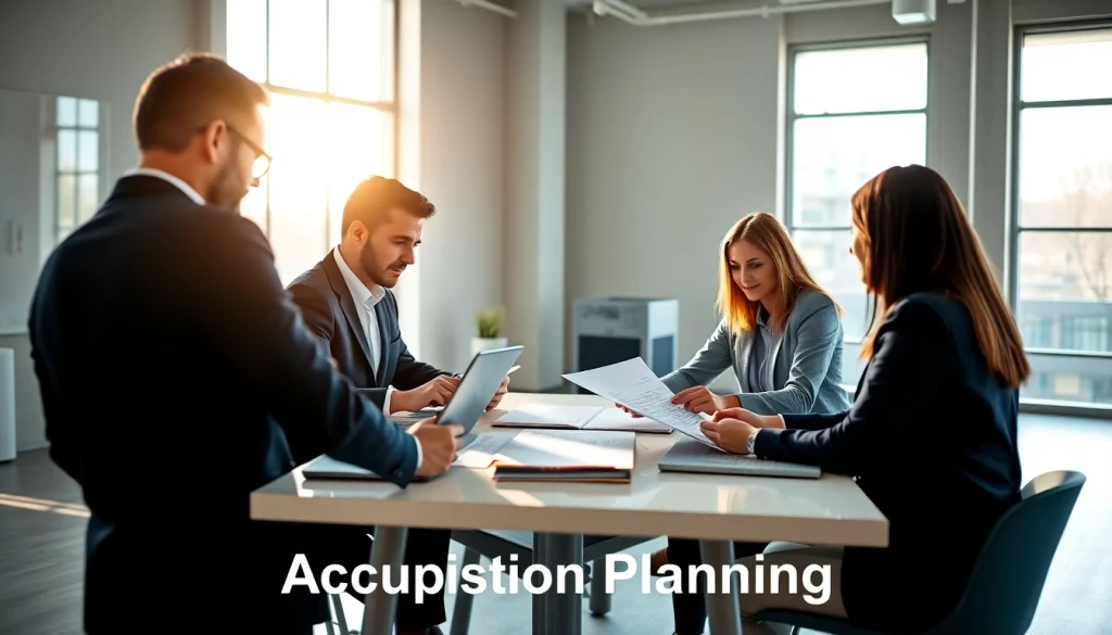 Enhanced Acquisition Planning strategies illustrated through a collaborative business meeting with diverse consultants.
