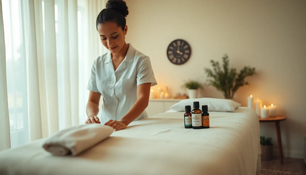 젊은 테라피스트와 함께하는 오산출장마사지 서비스용 편안한 홈 마사지 세팅