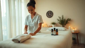 젊은 테라피스트와 함께하는 오산출장마사지 서비스용 편안한 홈 마사지 세팅