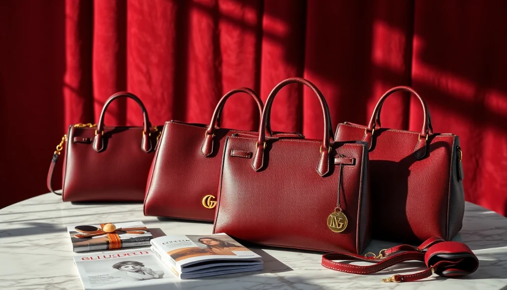 고급 레플리카 핸드백을 우아하게 전시한 모습입니다.