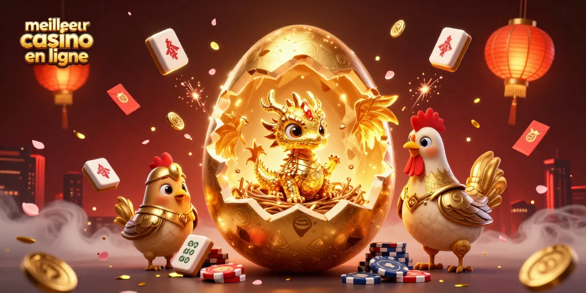 Jouez au meilleur casino en ligne avec cette illustration captivante de dragon et jetons de poker.