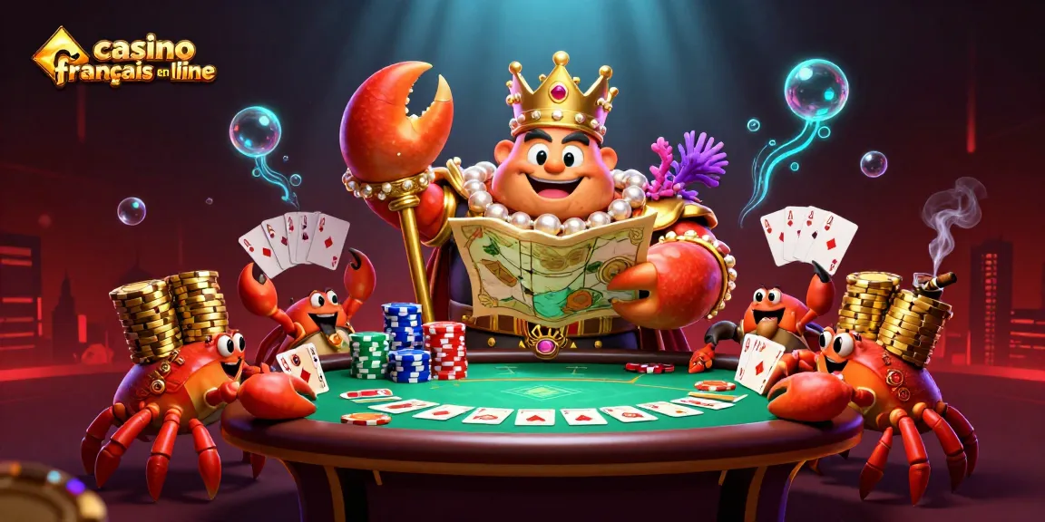 Profitez de jeux captivants dans un casino français en ligne avec un crabe empereur et des milliers de jetons.