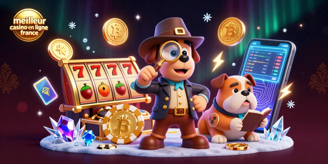 Jouez au meilleur casino en ligne France avec une illustration captivante des détectives cartoon analysant des indices.
