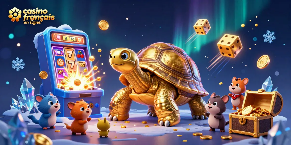 Jouez au casino francais en ligne avec une illustration captivante d'animaux amusants et une machine à sous mature.