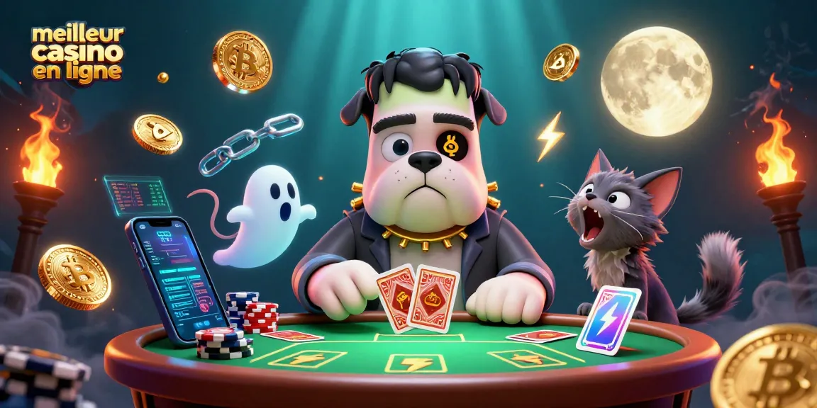 Jouer au meilleur casino en ligne avec un chien monstre et un chat loup dans une scène animée.